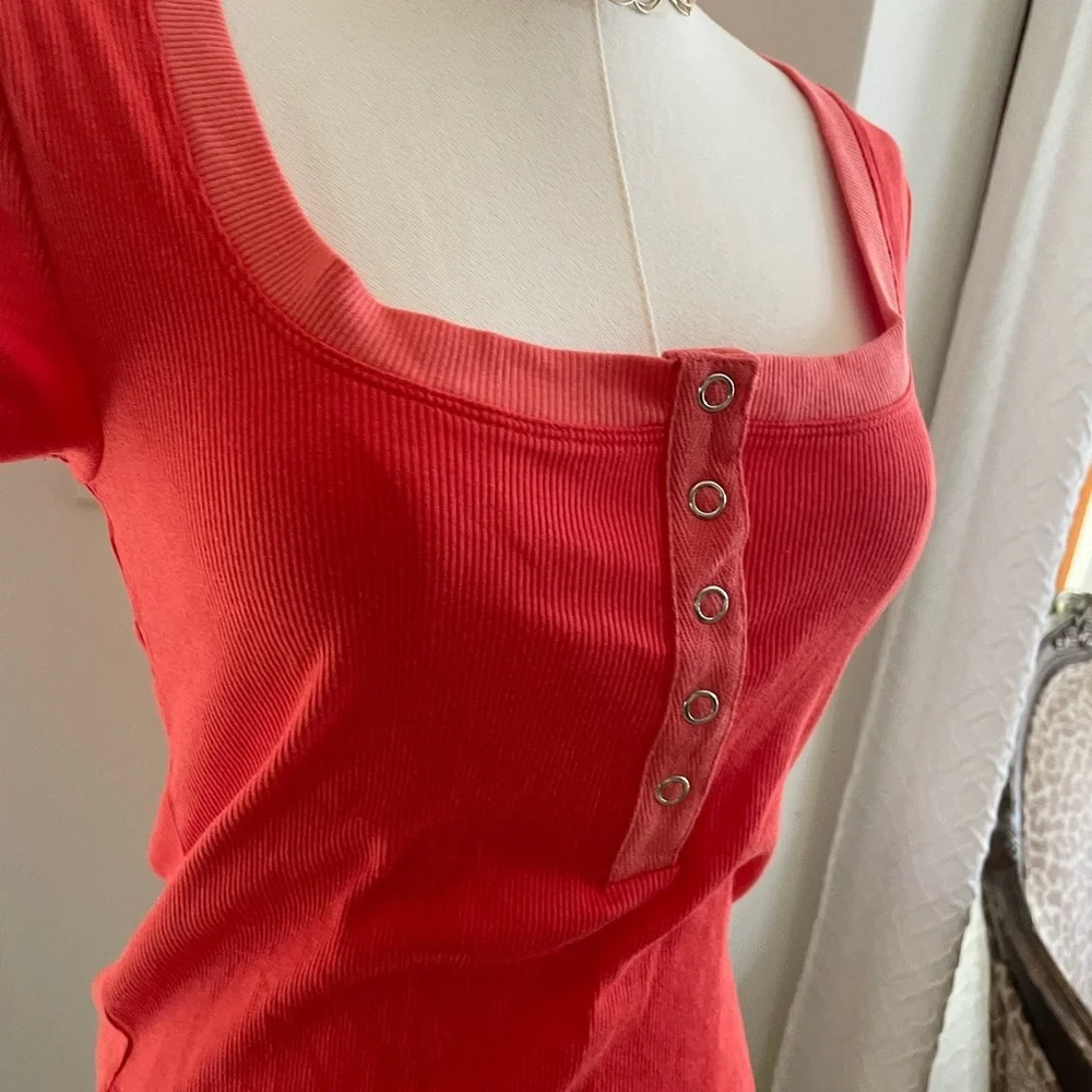 The Andie Scoop Neck by Pilcro Anthropologie NWT XS Pink Rose Top - Picture 4 of 6